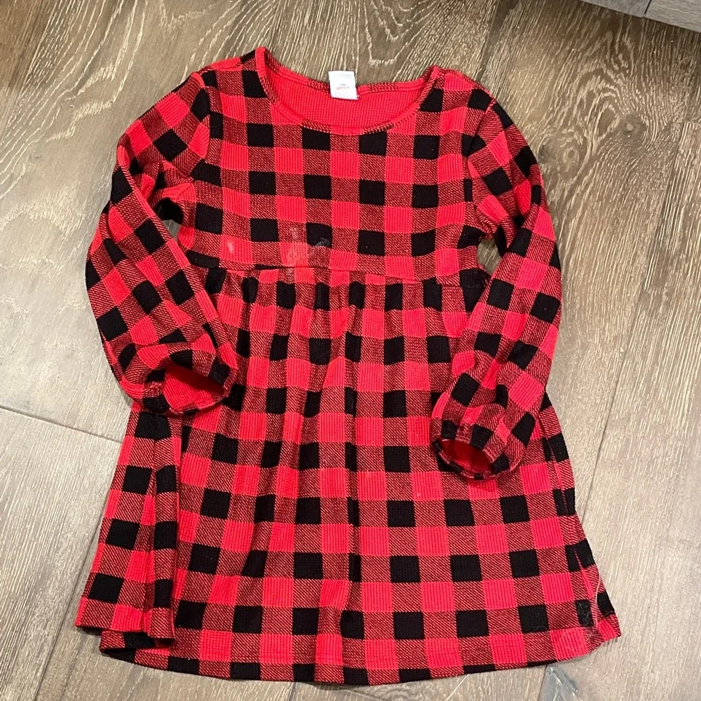 Old Navy Red and Black Plaid Kids Dress - Picture 1 of 2